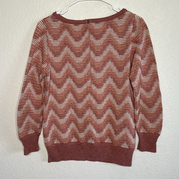 Vintage Goldworm Small Pullover Chevron Sweater 3/4 Sleeve Granny Chic Fall O10 - Picture 5 of 6
